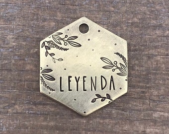 Dog Tag for Dogs, Collar Tag, Dog Tag with Ferns, Leaf and Fern Pet Tag, Hand Stamped, Personalized Gift, Dog Mom, The Grove