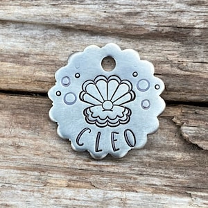 Mini Dog Tag, Dog Tag for Dogs, Dog Tag, Cat Tag, Kitty Tag, Mini Oyster Pearl Tag, Custom Dog Tag