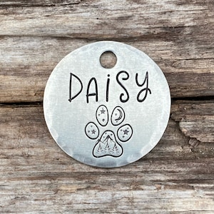 Dog Tag, Dog Tags for Dogs, Dog Tags, Pet Id Tag, Picture Paw, Personalized Dog Tag, Mountain Trees Tag, Mountain Tag, Moon, Stars, Dog Paw