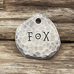 Dog Tag, Dog Tag for Dogs, Irregular Coin Shape, Hammered Texture, Personalized, Custom, Pet ID, Collar Tag, Metal Hounds, 1-1/4”