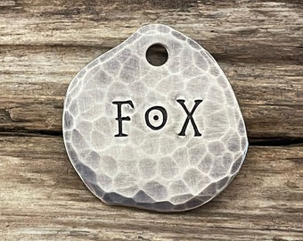 Dog Tag, Dog Tag for Dogs, Irregular Coin Shape, Hammered Texture, Personalized, Custom, Pet ID, Collar Tag, Metal Hounds, 1-1/4”