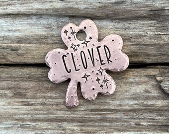 Dog Tag, Dog Tags for Dogs, Shamrock Shaped Dog Tag, Personalized Dog Tag, Pet Id Tag, Custom Dog Tag, Pet Supplies, Starlight Clover, 1”