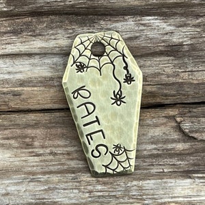 Coffin Dog Tag, Dog Tag, Dog Tag for Dogs, Collar Tag, Spooky Pet Tag, Pet ID, Personalized Pet ID, Custom, Unique Pet Tag, Webbed Coffin