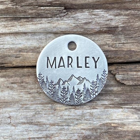 Dog Tag for Dogs - Personalized Mountain Trees Dog Tag - Hand