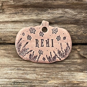 Dog Tag, Dog Tag for Dogs, Dog Tags, Special Cut, Oak Leaves, Personalized Pet ID, Custom, Unique Pet Tag, Pet Tag, Autumn Pumpkin