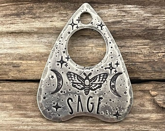 Planchette Dog Tag, Pet ID, Dog Tag for Dogs, Collar Tag, Moth Stars Moon, Personalized, Custom, Halloween, Spooky, Dog Gift