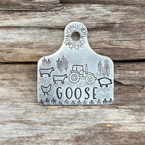 Anpassad hundbricka för gård, djur-ID format som boskap, handstämplad metallhalsbandsberlock