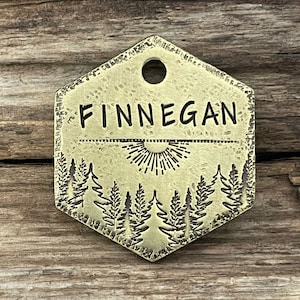 Dog Tags for Dogs, Dog Tag, Dog Tags, Pet Id Tag, Sunrise Forest, Personalized Dog Tag, Mountain Tag, Collar Tag, Trees, Customized