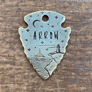 Dog Tag, Dog Tag for Dogs, Dog Tags, Arrowhead Dog Tag, Medium Arrowhead, The Breakwater, Personalized Dog Tag, Special Cut, 1 1/2 x 1 1/8”