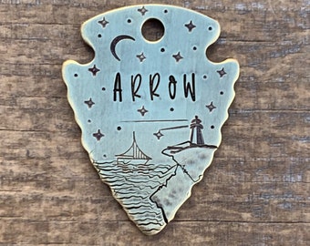 Dog Tag, Dog Tag for Dogs, Dog Tags, Arrowhead Dog Tag, Medium Arrowhead, The Breakwater, Personalized Dog Tag, Special Cut, 1 1/2 x 1 1/8”