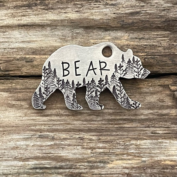 Dog Tag for Dogs, Dog Tag, Bear Shaped Dog Tag, Dog Tag Mountains and Trees, Personalized Dog Tag, Pet Id Tag, Custom Dog Tag, The Landing