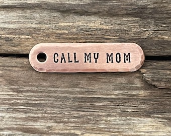 Klein hondenpenning, hondenpenning voor honden, halsbandtag, huisdier-ID, gepersonaliseerd, langwerpig, bel mijn moeder, hondencadeau