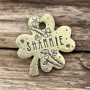 &quot;Erkennungsmarke, &quot;&quot;Dog Tag&quot;&quot; für Hunde, Hundemarke, Frühlingsklee, Kleeblatt, Floral, personalisierte Hundemarke, Tiermarke, 2,5 cm&quot;