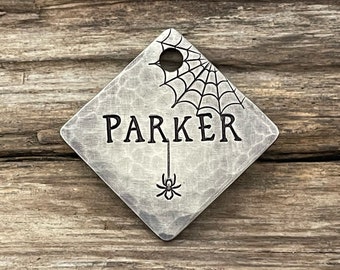 Spider Web Dog Tag, Dog Tags for Dogs, Dog Tags, The Weaver, Pet Id Tag, Personalized Dog Tag, Harvest Collection, Metal Hounds