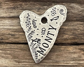 Shark Tooth Dog Tag, Pet ID Tag, Dog Tag, Dog Tag for Dogs, Personalized, Beach, Ocean, Shark, Squid, Seal, Seahorse