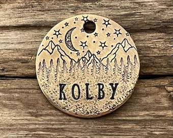 Dog Tag Personalized, Dog Tags for Dogs, Dog Tags, Dog Tag with Stars, Moon, Pet Id, Mountains, The Apollo