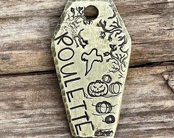 Dog Tag, Coffin Dog Tag, Dog Tag for Dogs, Dog Tags, Pet ID Tag, Collar Tag, Ghost, Jack O’ Lantern, Halloween, Spooky, Personalized