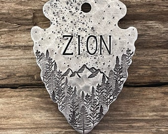 Dog Tag for LARGE Dogs, Dog Tags, LARGE Arrowhead, The Big Mountain Stardust, Dog Tag, Personalized Dog Tag, Pet Id Tag, Custom, 2” Length
