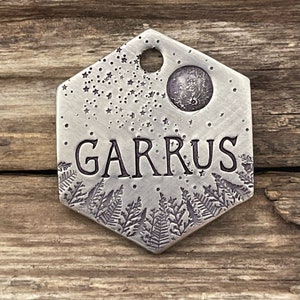 Dog Tags for Dogs, Dog Tags, Pet Id Tag, Customized, Full Moon Stardust, Personalized Dog Tag, Trees Moon Stars, Metal Hounds