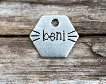 Mini Dog Tag, Mini Whiskers Dog Tag, Personalized Dog Tag, Cat Tag, Kitty Tag, Pet Id Tag, Custom Dog Tag, Metal Hounds Mini