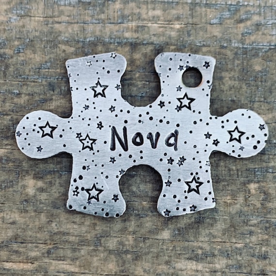 Puzzle piece dog best sale tag