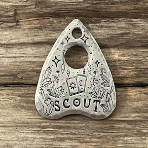 Médaille pour chien à la planchette, carte d'identité pour animal de compagnie, médaille pour chien, médaille de collier, brillant, étoiles, personnalisé, sur mesure, tarot en cristal, Halloween