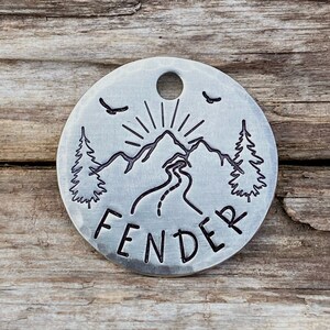 Dog Tag, Dog Tags for Dogs, Dog Tags, Pet Id Tag, The Wanderer, Personalized Dog Tag, Mountain Trees Tag, Mountain Tag