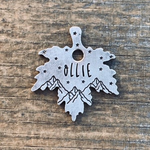 Maple Leaf Dog Tag, Starry Mountains Maple, Dog Tags for Dogs, Dog Tag Personalized, Pet Id Tag, Custom Pet Tag, Collar Tag