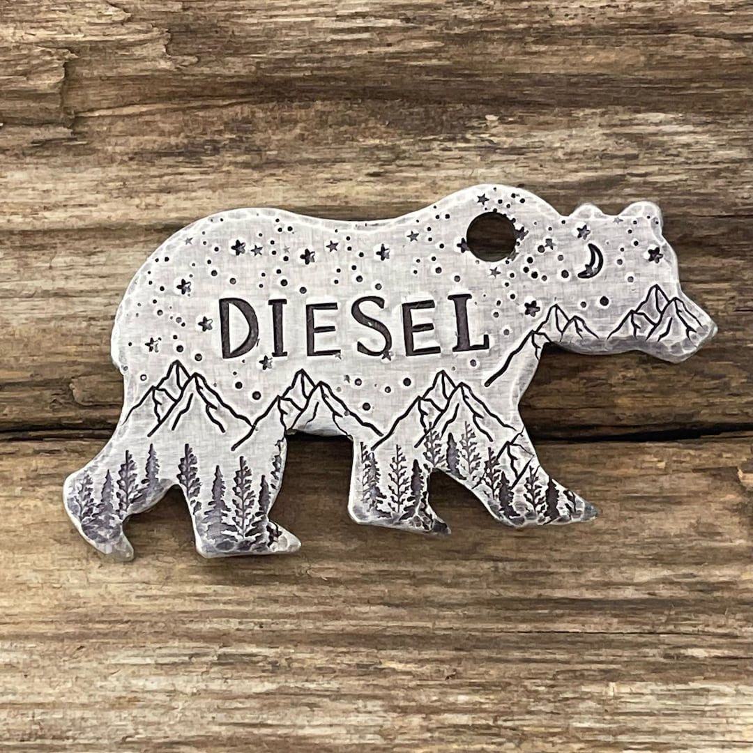 Dog Tag for LARGE Dogs Dog Tags Large Bear Shaped Dog Tag Etsy