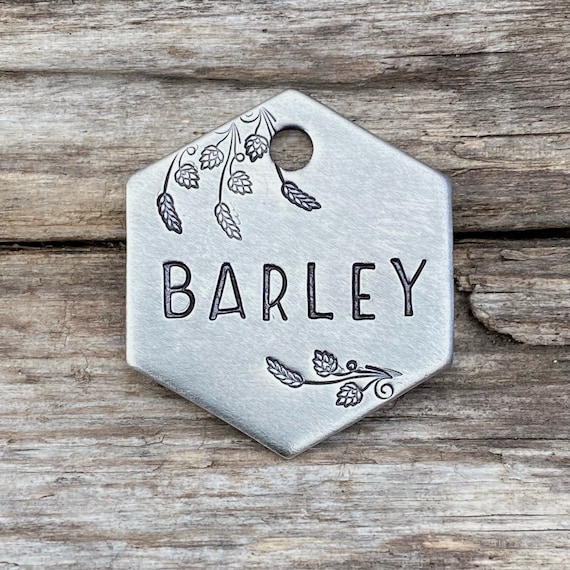 Dog Tags for Dogs Dog ID Dog Dog Tags Pet Id Pet Tag Dog Tags Personalized Flower Dog Tag Barley and Hops Etsy