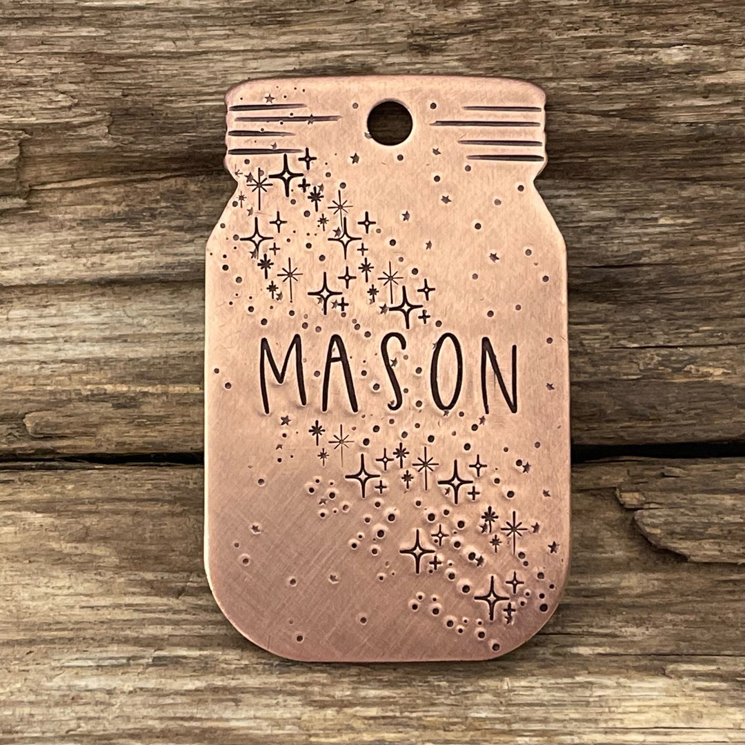 Dog Tag for LARGE Dogs, Dog Tags, Large Mason Jar Shape, Personalized Dog Tag, Pet Id Tag