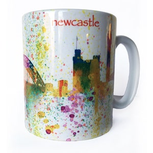 10oz Mug, Newcastle upon Tyne, Tyne Colours, Paint Mug, Newcastle Skyline, Tyne Bridge, Greys Monument