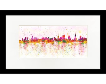 New York, Freedom and Liberty watercolour Print. Freedom Tower, Statue of Liberty, Empire State Building.