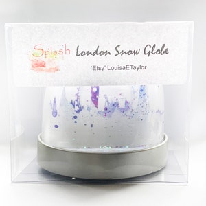 Snow Globe of London, Christmas decoration of water colour images of London, tower bridge, Big Ben, London Eye , the Shard, parliament image 4