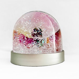 Snow Globe of Sycamore Gap, Hadrians Wall, watercolour images of Sycamore Gap in water colour. Gift or Christmas decoration image 2