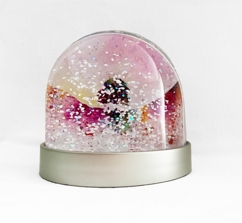 Snow Globe of Sycamore Gap, Hadrians Wall, watercolour images of Sycamore Gap in water colour. Gift or Christmas decoration image 2