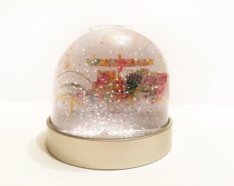 Snow Globe of Tyne Bridge, Newcastle Gateshead Quayside and the Angel of the north, 2 watercolour images front and back