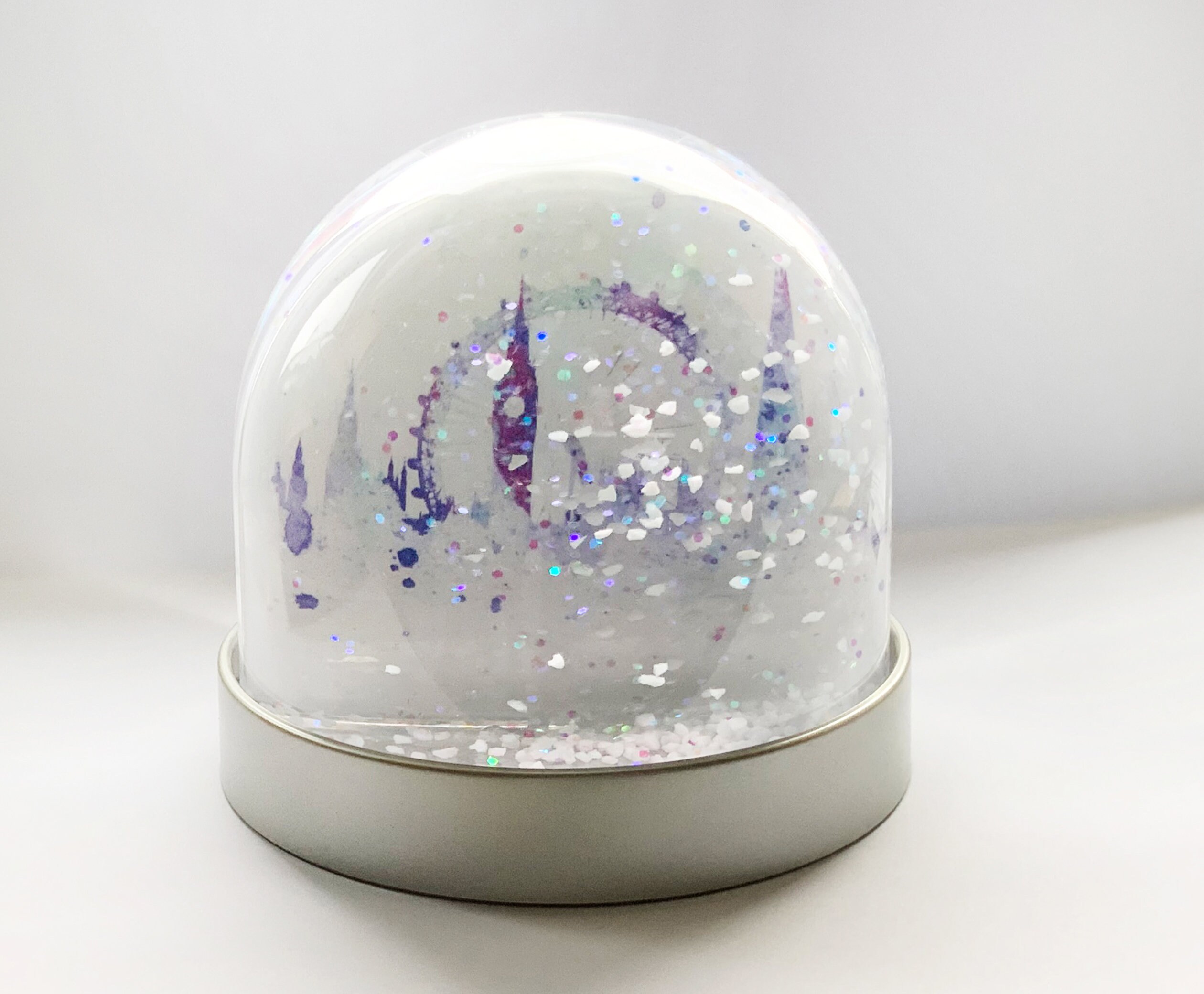 Snow Globe of London, Christmas Decoration of Water Colour Images of