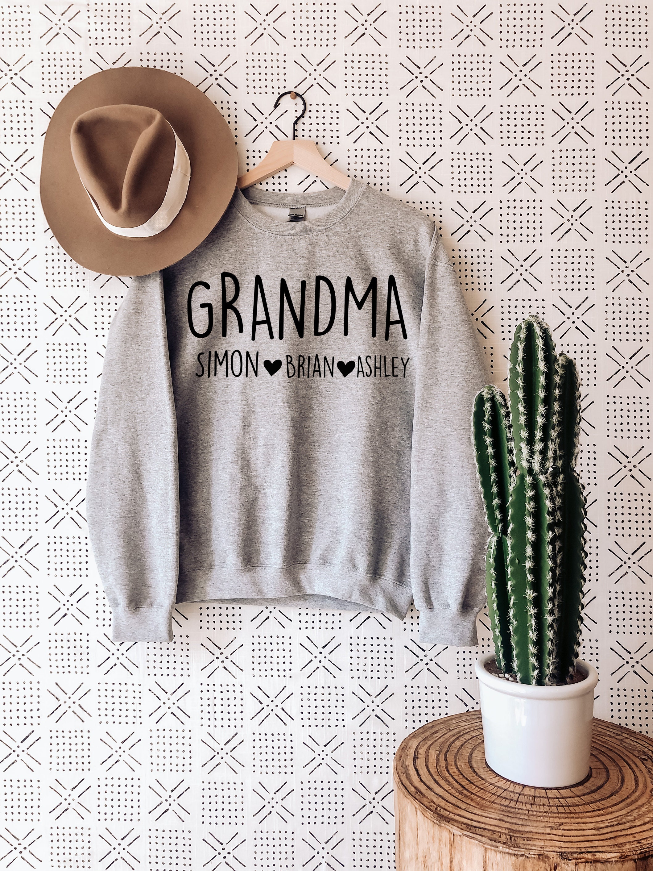 Grandma Sweatshirt Personalized Grandma Sweat Grandkids Etsy