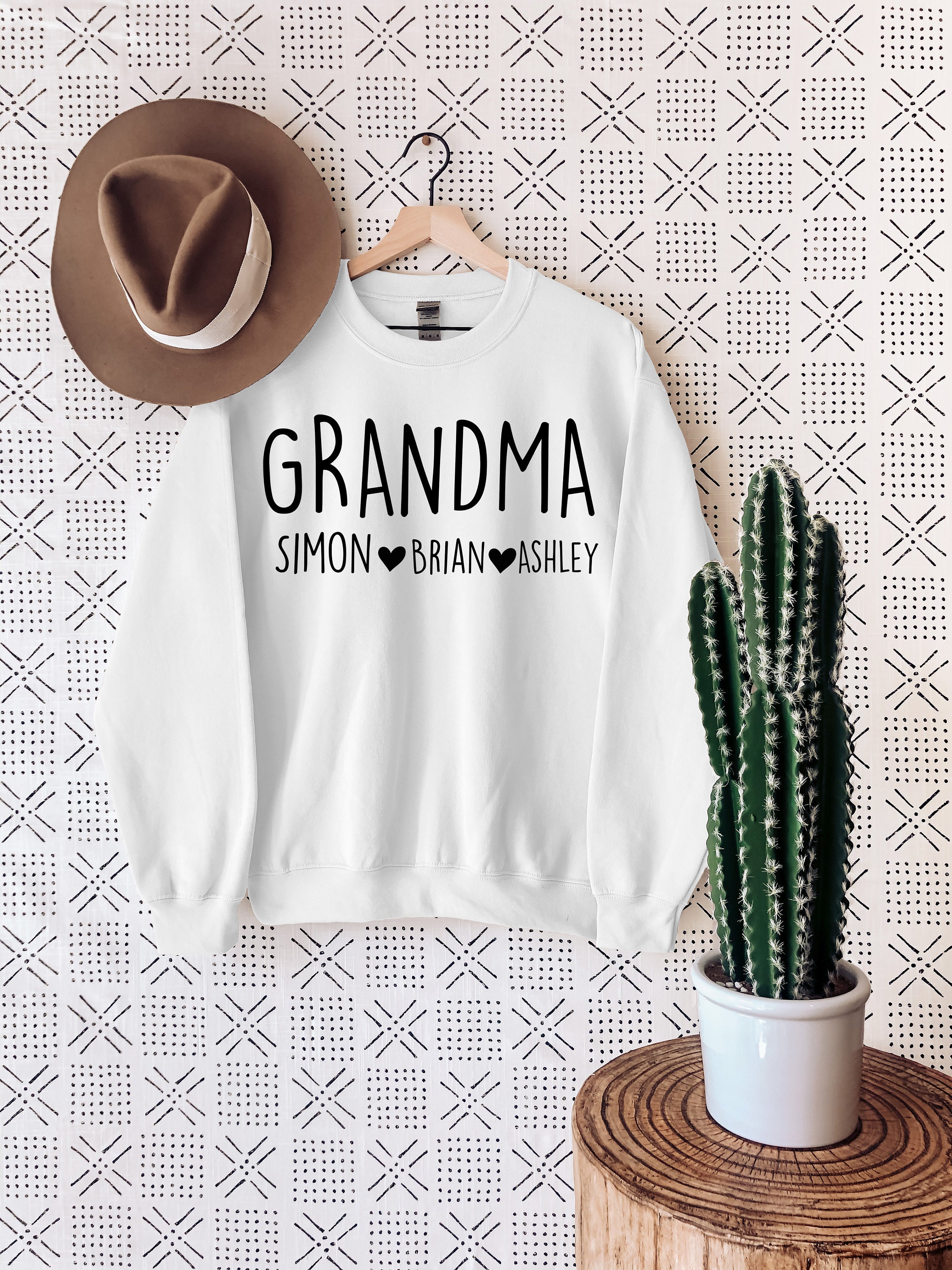 Grandma Sweatshirt Personalized Grandma Sweat Grandkids Etsy