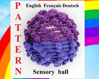 Crochet Pattern Sensory Ball #3 Montessori Baby Toy, Educational toy