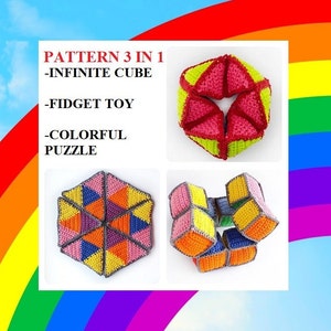 Crochet Pattern set 3 in 1  Montessori Infinity Cube | Fidget Toy Crochet | Pattern colored puzzles