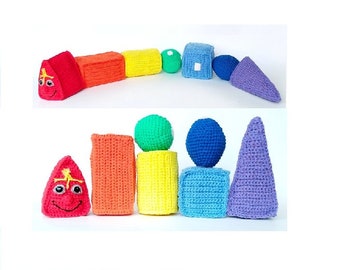 Pattern crochet caterpillar Montessori toy funny geometric caterpillar Crochet baby educational toy