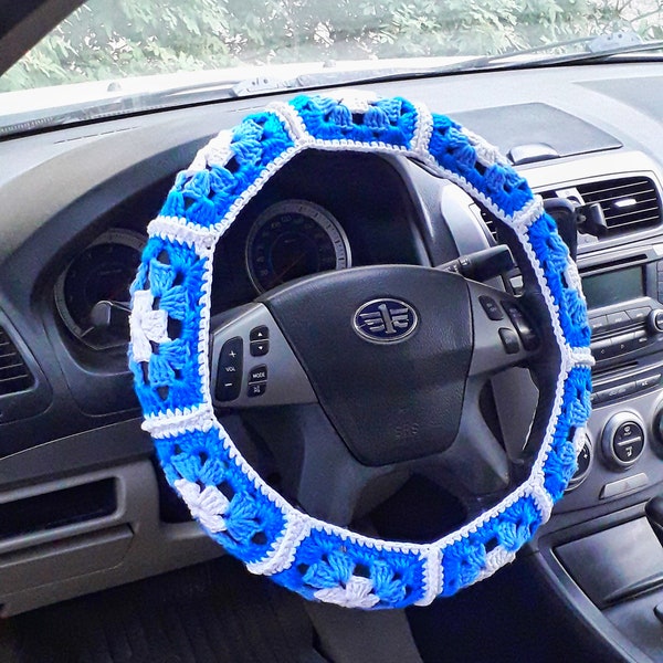 Pattern crochet steering wheel cover Car decor crocheted pattern