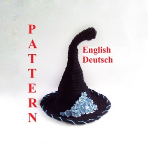 Crochet Pattern black witch hat Pattern crochet  black wizard hat  Modern witch costume