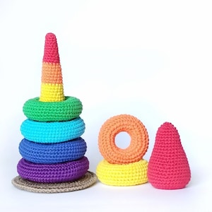 Crochet pattern Montessori rainbow pyramid  Stack toy pattern Fidget toy  Crochet  tangle toy