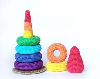 Häkelanleitung Montessori Regenbogen Pyramide Häkelanleitung Fidget Spielzeug