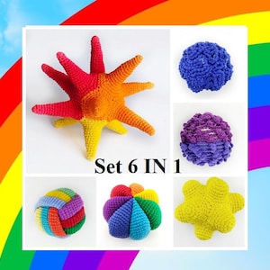 Crochet Patterns Set Sensory Ball,  6 in 1  Crochet pattern bundle,  Montessori Baby Toy