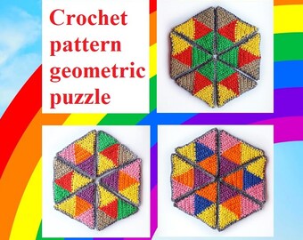 Crochet pattern geometric puzzle  Montessori toy  jigsaw puzzles Fidget toy pattern