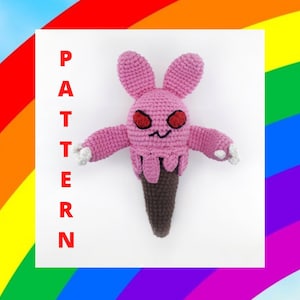 Crochet PATTERN Amigurumi zombie horror bunny ice cream Creepy rabbit eater ice cream crochet pattern Halloween decor